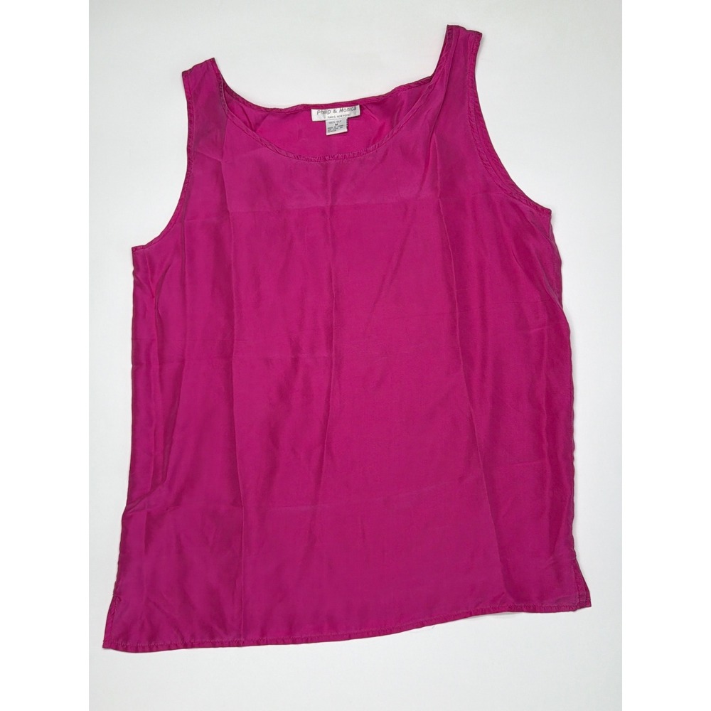 Philip & Monica 100% Silk Tank Top Women's‎ M Fuchsia Sleeveless